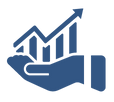 icon of a hand with an upwards trending graph